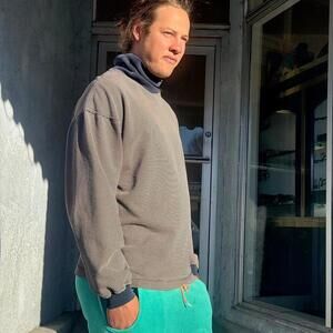 Vintage 90s Natural Life Large Cotton Striped Mock Neck Pullover Sweatshirt